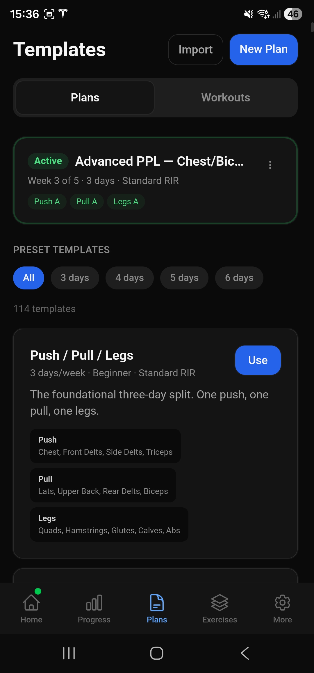 Training templates